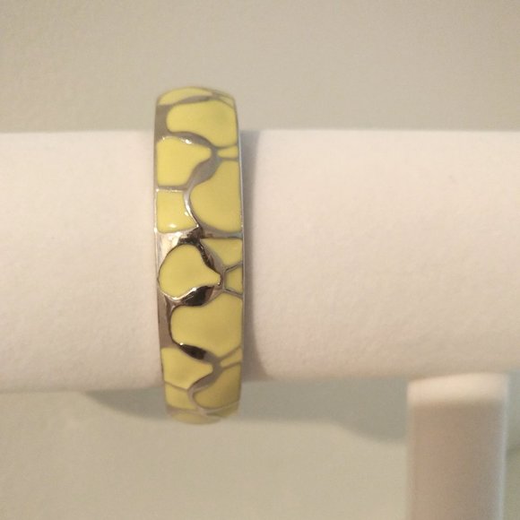 *3/$20  Yellow and Silvertone Enamel Bangle Bracelet - Picture 1 of 5
